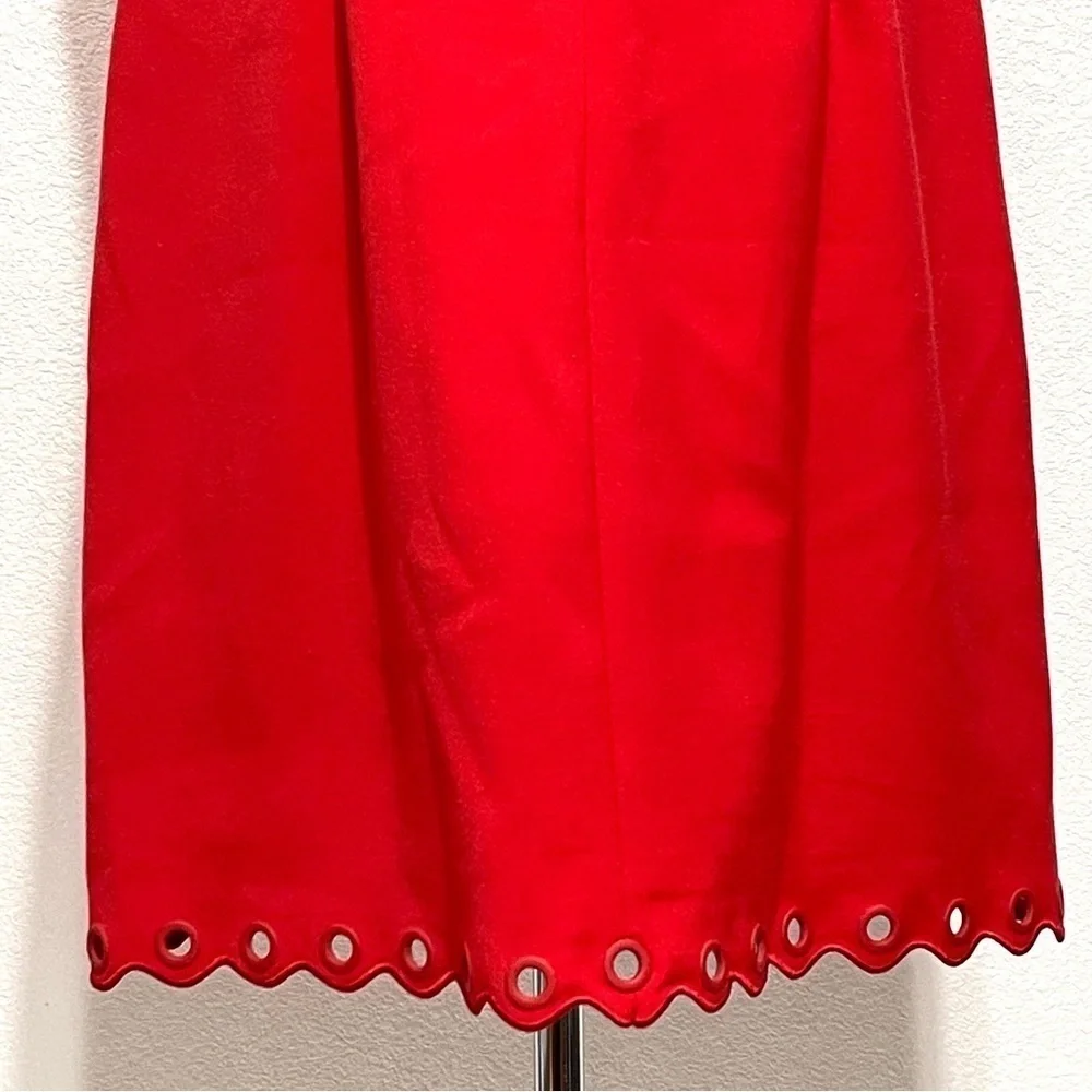 J.Crew Woman Red Grommet Scalloped Shift Sleeveless Dress Size 8